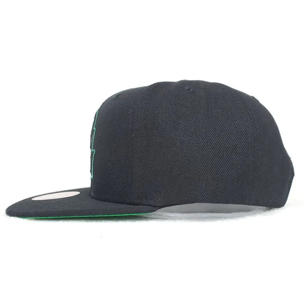 Milwaukee Bucks Mitchell & Ness NBA Snapback Hat Cap Black 3D Logo Green Pop NWT